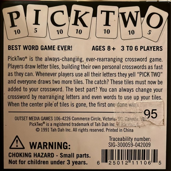 Pick Two crossword tile scrabble style game ages 8+ for 3-6 players EUC - Picture 5 of 9
